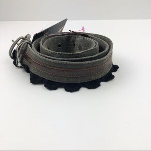 Mona B Leather & Lace Canvas Belt One Size Gray
